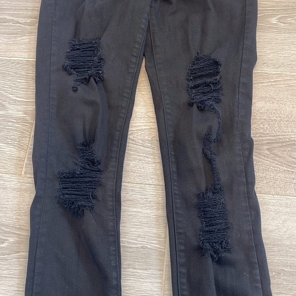 Bebe Black Skinny Ripped Jeans Size 25 - Picture 4 of 8
